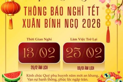 Trường Mầm non Bích Đào – Thông báo Lịch nghỉ Tết Nguyên Đán