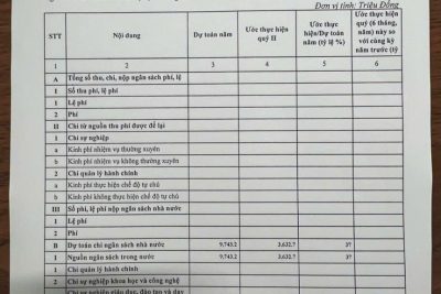 Công khai thực hiện dự toán thu – chi ngân sách quý II năm 2025